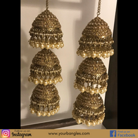 KARISHMA Golden 3 Tier Jhoomer Kaleere